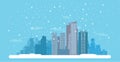 Flat winter Cityscape with buildings