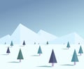 Flat winter forest illustration