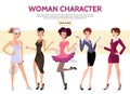 Flat Woman Characters Set