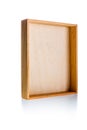 Flat wooden box or container standing on isolated white Royalty Free Stock Photo