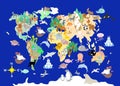 Flat World animals cartoonish kids map