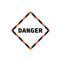 Flat yellow hazard warning symbol. Warning icon and sign of danger isolated on white background for use on web design, typography Royalty Free Stock Photo