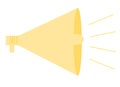 Flat yellow megaphone illustration. Mouthpiece icon. Marketing symbol. Vector illustration isolated on white background Royalty Free Stock Photo