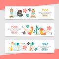 Flat Yoga Horizontal Banners Royalty Free Stock Photo