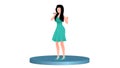 Flat young girl singer on stage character illustration on white background Royalty Free Stock Photo