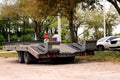 Flatbed trailer for heavy equipment Royalty Free Stock Photo