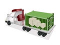 Flatbed Trailer Loading Wooden Crates in Cargo Con