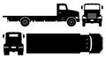 Flatbed truck black icons vector illustration