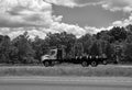 Flatbed Truck with Cargo on Open Road