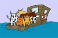 Flatboat with livestock Royalty Free Stock Photo