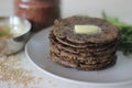 Flatbread with finger millet and fenugreek leaves served with masala curd. It is also called Nachni methi thepla, a healthy and