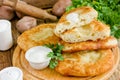 Flatbread potato langos langosh Royalty Free Stock Photo