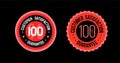 100 percent Customer Satisfy Guarantee Label Stamp Seal Vector Flat style Red Color. Satisfaction tag design.