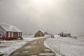 Snow and sun on Flatey island