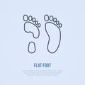 Flatfoot icon, line logo. Flat sign for orthopedic clinic or medical equipment shop
