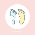 Flatfoot icon, line logo. Flat sign for orthopedic clinic or medical equipment shop