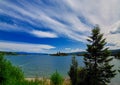 Clouds over Flathead Lake near Kalispell, Montana Royalty Free Stock Photo