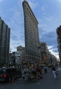 Flatiron Building against the background of the evening sky.