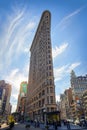 Flatiron Building in Manhattan. Low angle view against blue sky Royalty Free Stock Photo