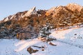 Flatirons and Bluebell Picnic Shelter at Sunrise