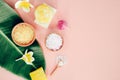 Flatlay photo of homemade cosmetics Royalty Free Stock Photo