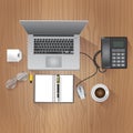 flatlay of desktop table. Vector illustration decorative design Royalty Free Stock Photo