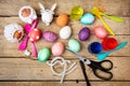 Flatlay, handicrafts and crafts for easter season, creative decoration materials Royalty Free Stock Photo