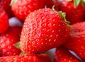 Flatlay from a large number of strawberries. Natural background