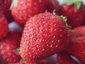 Flatlay from a large number of strawberries. Natural background