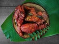Flatlay mamak fried chicken. Malaysia people called ayam goreng mamak.