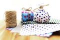 Flatlay, materials for eco-friendly and sustainably wrapping a gift Royalty Free Stock Photo