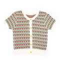 Flatlay Square frame Pink and Red Tulip Pattern on Short sleeve T shirt cardigan for women show with white background