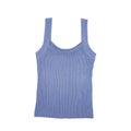 Flatlay topview of Lying blue grey vest Tank top for women show with white background. Clipping Path