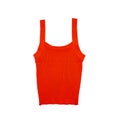 Flatlay topview of Lying Orange Red vest Tank top for women show with white background. Clipping Path
