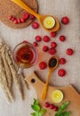 Flatley: rosehip tea, wooden spoons, candles, wood