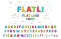 Flat line vector latin alphabet, numbers, symbols Royalty Free Stock Photo