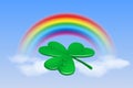 Clover leaf on the blue sky background Royalty Free Stock Photo