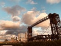 The Flats East Bank and the skyline of Downtown Cleveland _ CLEVELAND _ OHIO Royalty Free Stock Photo