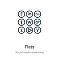 Flats outline vector icon. Thin line black flats icon, flat vector simple element illustration from editable social media concept