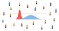 Flatten the curve a diagram on how to avoid number of COVID-19 coronavirus cases reach the limit of health care capacity Royalty Free Stock Photo