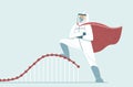 Flatten the curve. Doctor wearing full protective gear in superhero cape