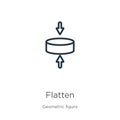 Flatten icon. Thin linear flatten outline icon isolated on white background from geometric figure collection. Line vector flatten