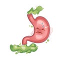 Flatulence as medical digestion problem with excessive gas outline concept