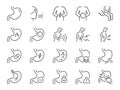 Flatulence icon set. It included stomach, stomach ache, sick and more icons. Editable Stroke.