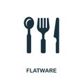 Flatware icon. Monochrome sign from restaurant collection. Creative Flatware icon illustration for web design Royalty Free Stock Photo