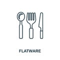 Flatware icon. Line element from restaurant collection. Linear Flatware icon sign for web design, infographics and more. Royalty Free Stock Photo