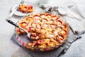 Flaugnarde or Clafoutis - French dessert with plums, large pancake baked in oven Royalty Free Stock Photo