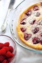 Flaugnarde with raspberries Royalty Free Stock Photo