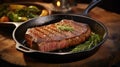 flavor steak in cast iron Royalty Free Stock Photo
