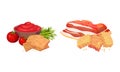 Flavored Crouton as Pieces of Seasoned Rebaked Bread Vector Set